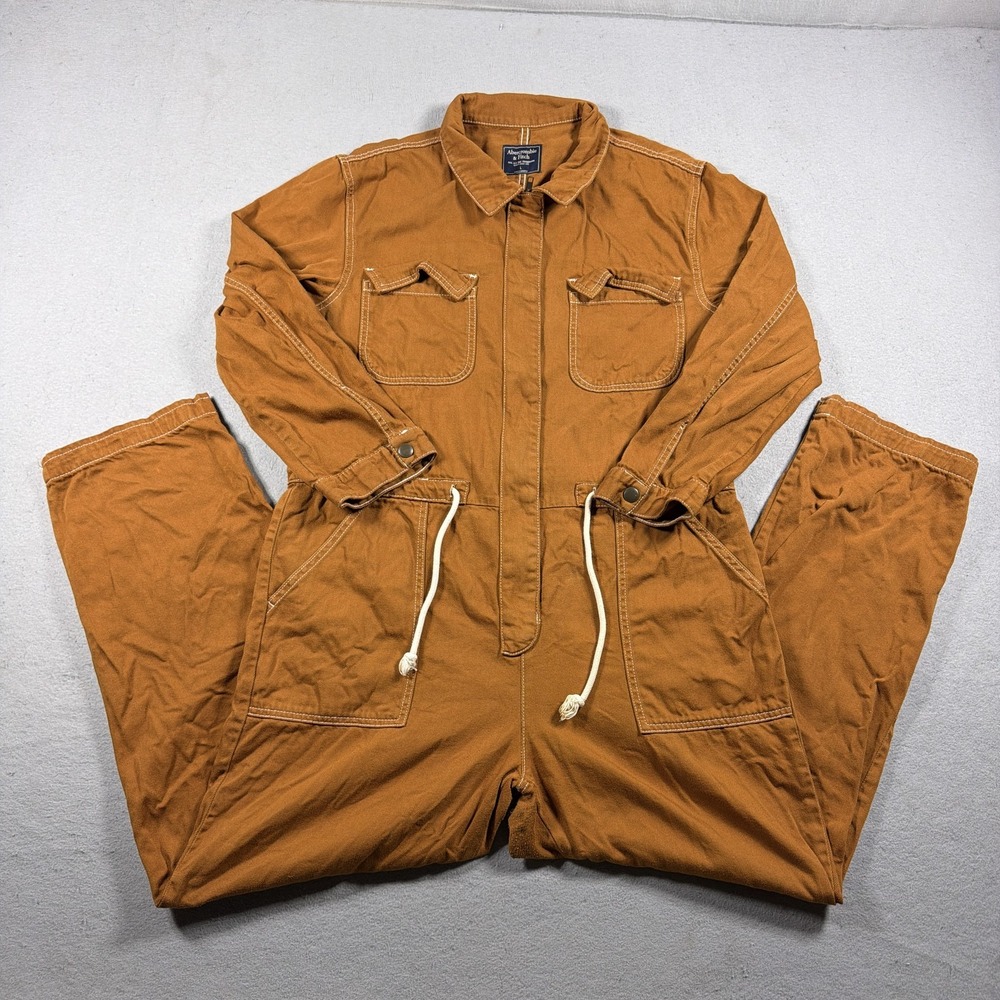 Abercrombie & Fitch Coveralls Mens Large Brown Canvas Utility Workwear Jumpsuit